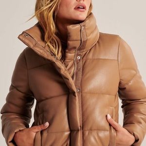 A&F Vegan Leather Mini Cropped Puffer